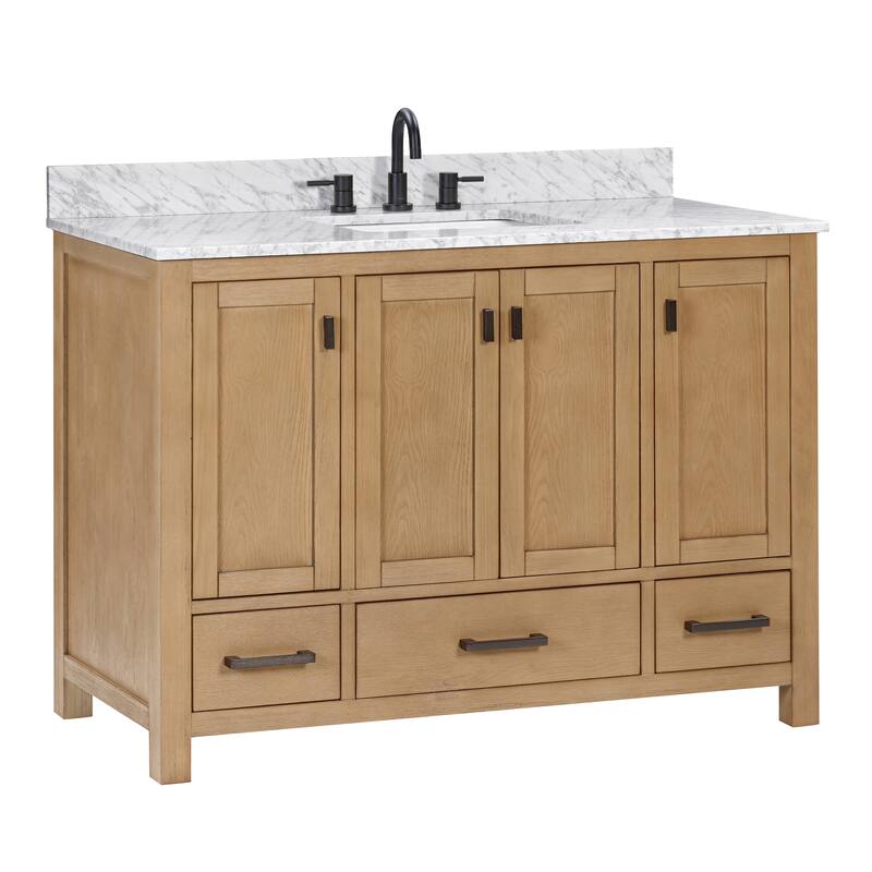 Avanity Modero 49 in. Vanity Combo in Matte Black finish and Carrara White Marble Top