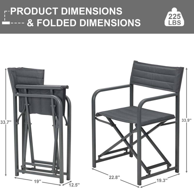 Aoodor Outdoor Patio 4-Pack 34" Director's Chairs, 225 lbs Capacity - N/A