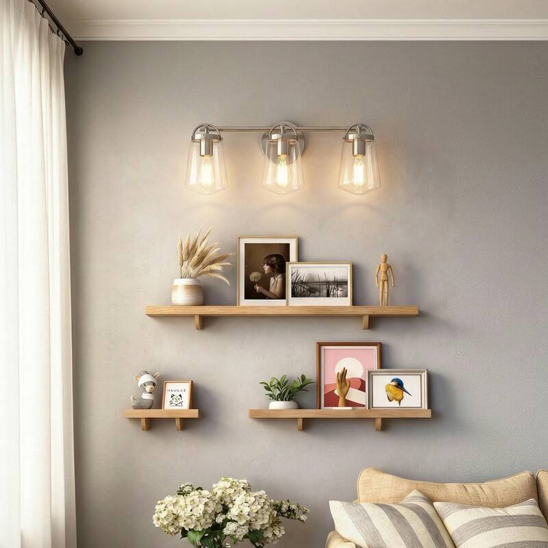 22" Modern 3-Light Glass Bathroom Vanity Wall Light Sconce