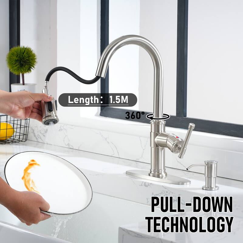Clihome 3-Function Kitchen Faucets with Soap Dispenser