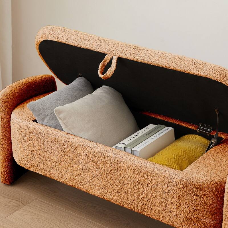 Modern Fleece Fabric Storage Bench with Filp-up Storage for the Living Room & Bedroom,4 Colors
