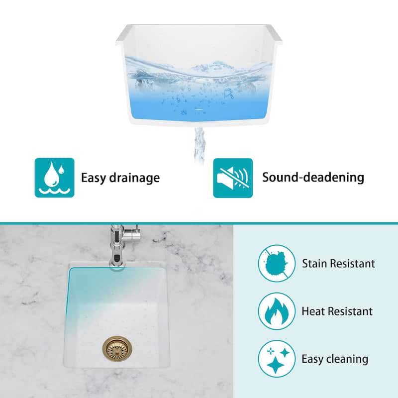 Kitchen Sink 14.82" x 17.55" x 8.38" Granite Composite Undermount Single Bowl Kitchen Sink