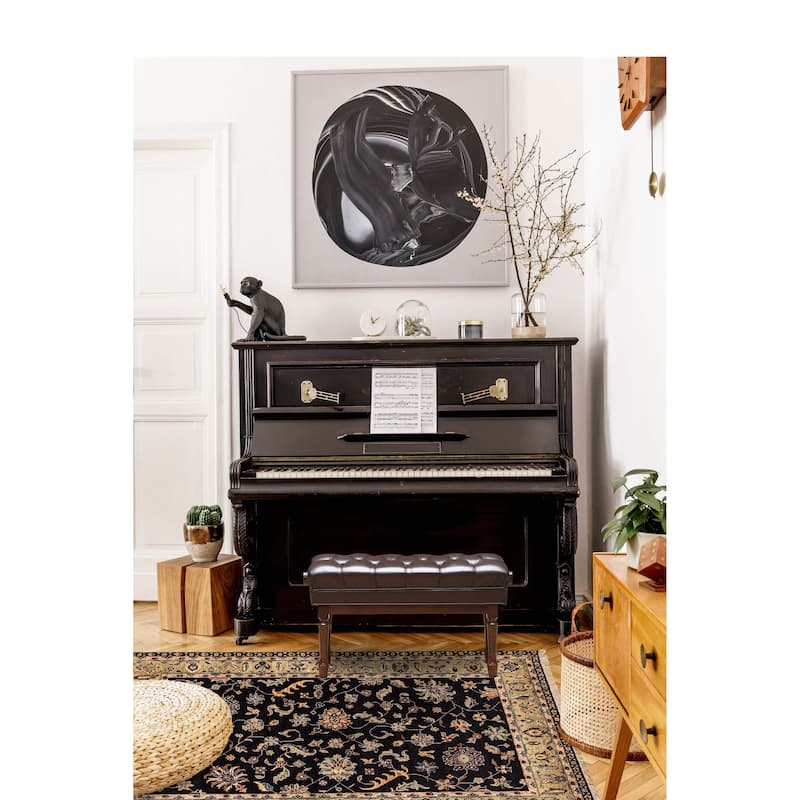 ECARPETGALLERY Hand-knotted Finest Agra Jaipur Black Wool Rug - 5'1 x 7'0