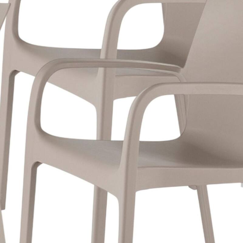 HomeRoots Set of Two Taupe Heavy Duty Plastic Outdoor Stacking Dining Chairs