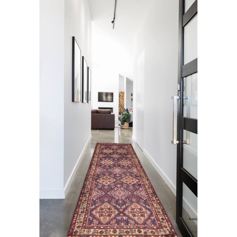 ECARPETGALLERY Hand-knotted Andelz Dark Navy Wool Rug - 3'2 x 9'8