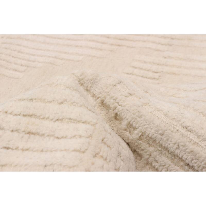 ECARPETGALLERY Hand-knotted Tangier Cream Wool Rug - 8'1 x 10'0