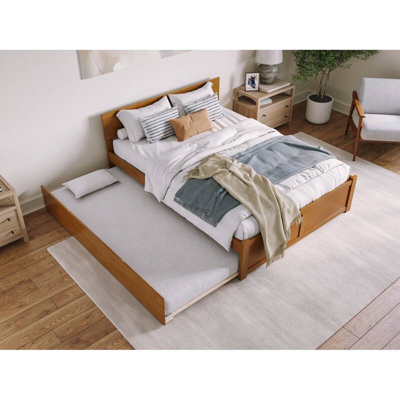 AFI Orlando Platform Bed with Footboard & Twin XL Trundle