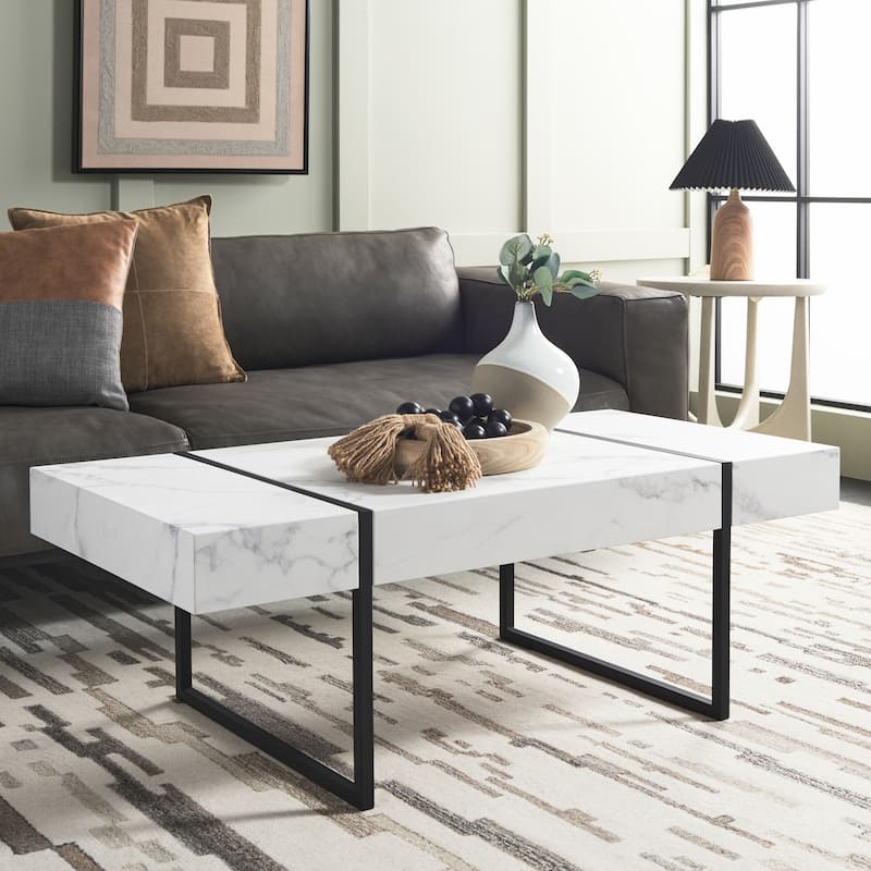 SAFAVIEH Tristan Modern Rustic Rectangular Coffee Table - 43.3" W x 23.6" L x 15.7" H - 43.3" W x 23.6" L x 15.7" H