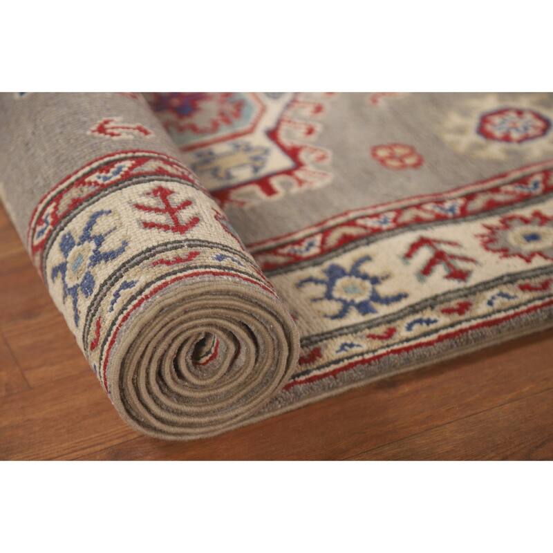 Kazak Runner Rug Handmade Geometric Wool Carpet - 2'9" x 19'3"