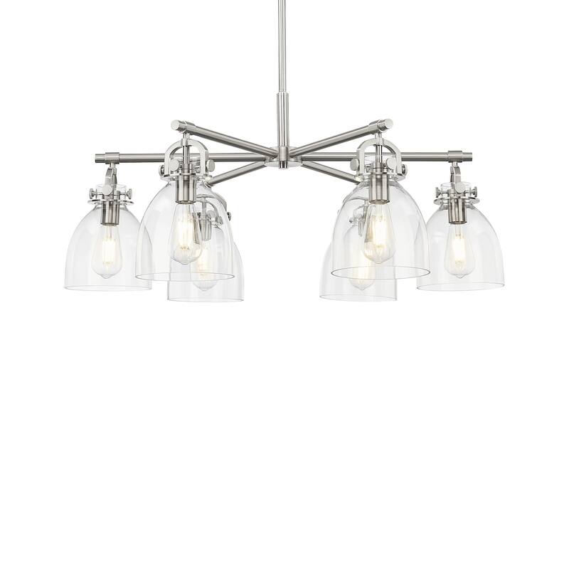 Innovations Lighting 410-6CR-16-26 Newton Bell Chandelier Newton Bell - Satin Nickel / Clear