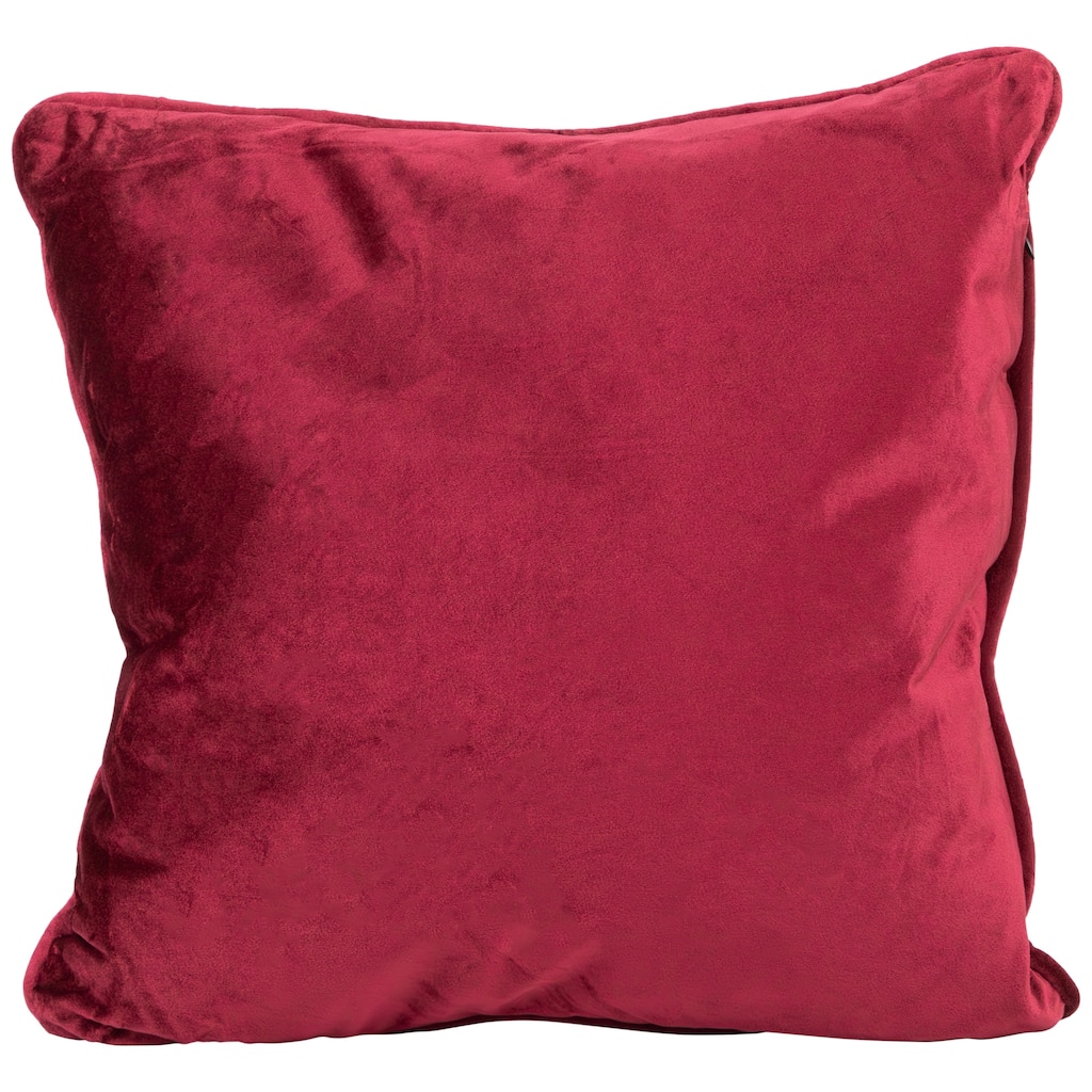 17" Solid Wine Red Velvet Plush Square Throw Pillow with Piped Edging