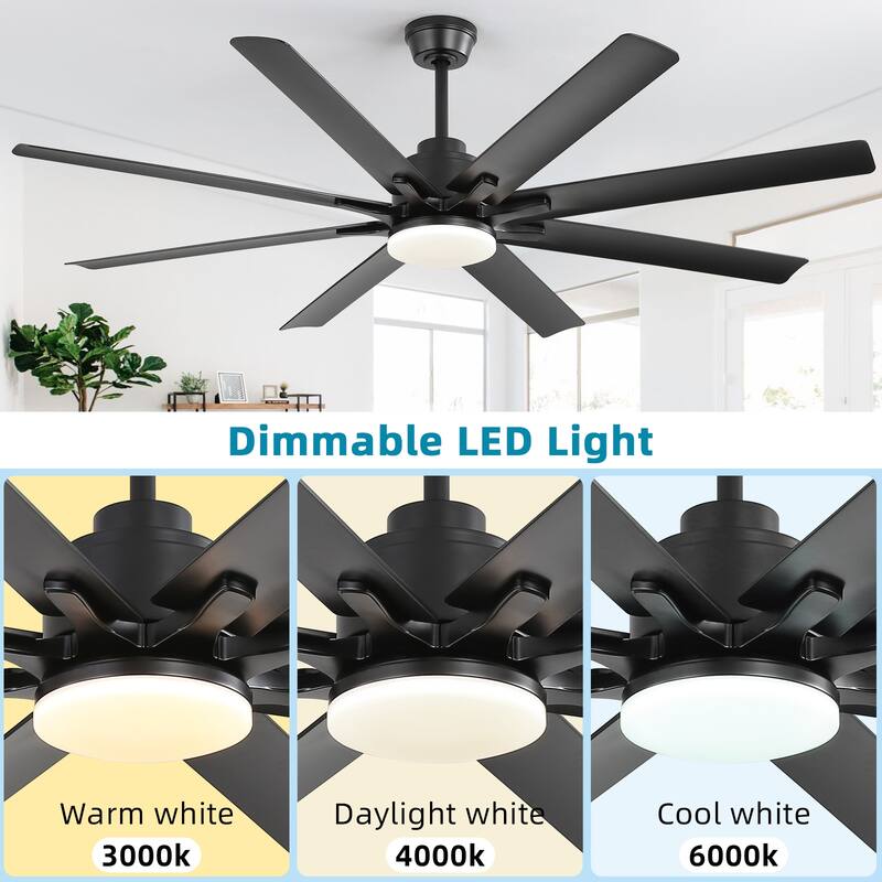 48in/52in/66in/72in/84in Industrial Matte Black Large Windmill Ceiling Fan with Light and Remote