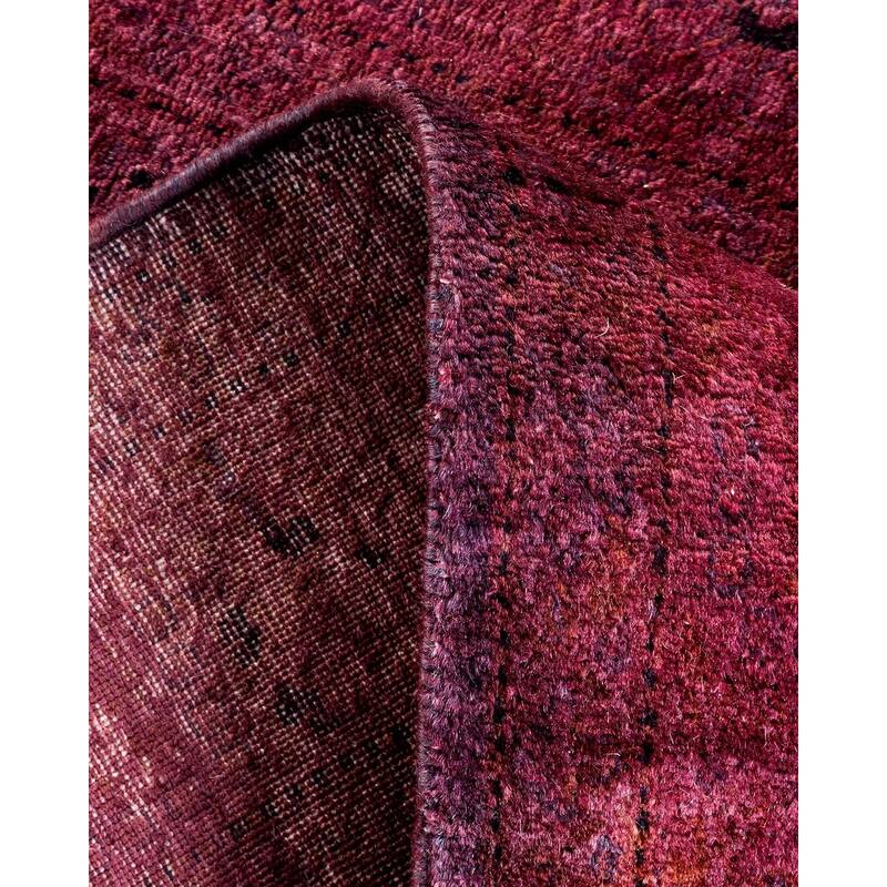 Overton Hand Knotted Wool Vintage Inspired Modern Contemporary Overdyed Purple Runner Rug - 2' 6" x 12' 1"