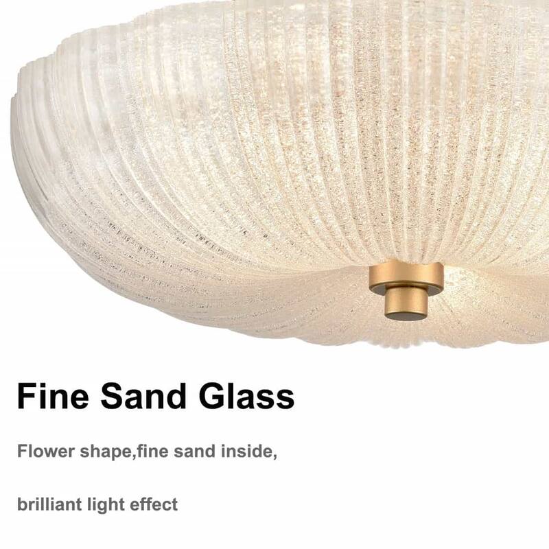 Arusa Modern Ceiling Light W/ 12 Inch Fine Sand Glass Shade, 3-Bulbs