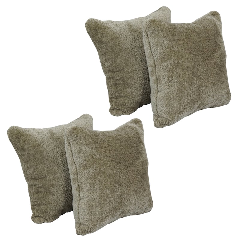 Blazing Needles 17-inch Square Synthetic Fur Throw Pillows (Set of 4) - Elton Taupe