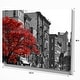 preview thumbnail 11 of 16, Designart "Red Tree on Black and White New York City Street" Floral Cityscapes Photographic on wrapped Canvas - Grey