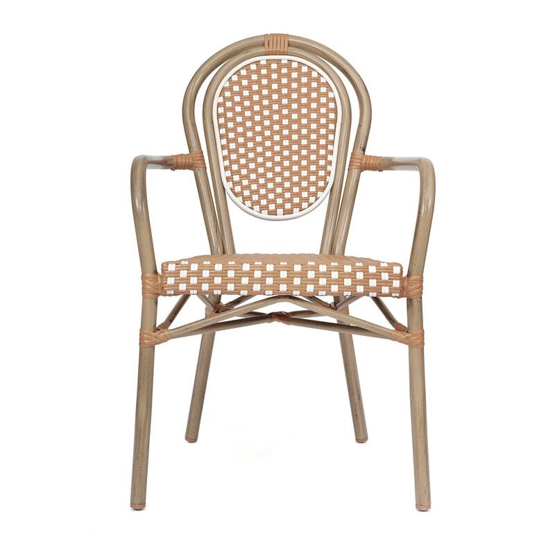 2 Pack All-Weather Commercial Paris Chairs with Arms and metal Frames