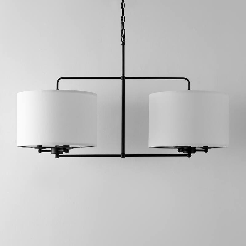 SAFAVIEH Lighting Aracelis 40" Modern & Contemporary Chandelier (6-Bulb) - 40" W x 15" D x 86" H - Black/White
