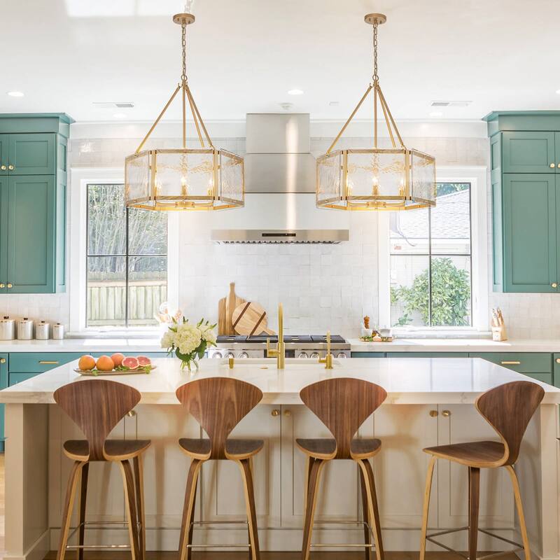 Black/Gold Glass Drum Chandeliers for Dining Room Living Room Entryway - W24.02"