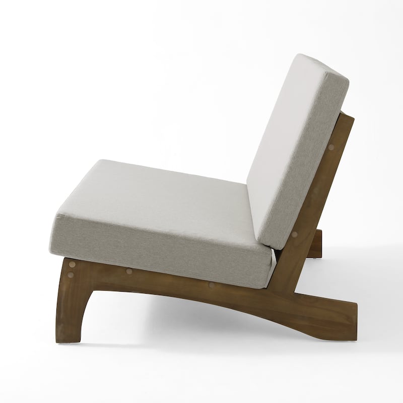 Outdoor Furniture Teak Wood Armless Loveseat Sofa With Cushion