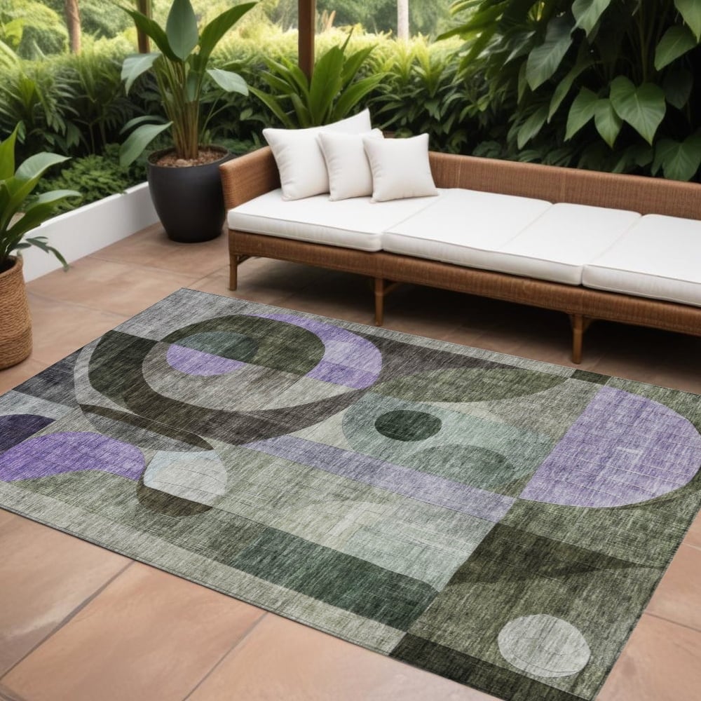 HomeRoots Geometric Transitional Rectangle Outdoor Rug