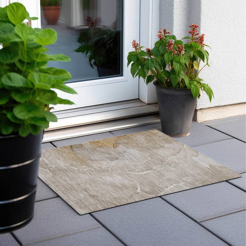 Elfi Modern Art-Inspired Weather Resistant Classic Meets Modern Outdoor Rug