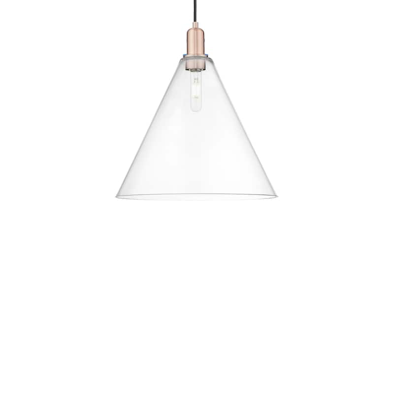 Innovations Lighting 716-1P-18-16 Berkshire Glass Pendant Berkshire - Antique Copper / Clear