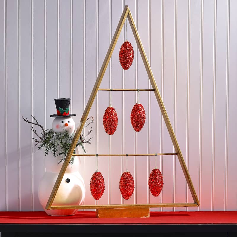 120mm Shatterproof Plastic Beaded Finial Ornament Set of 2