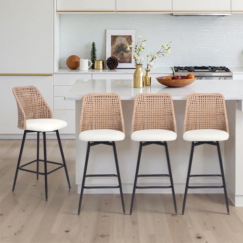 28.8" Indoor Swivel Wicker Barstools