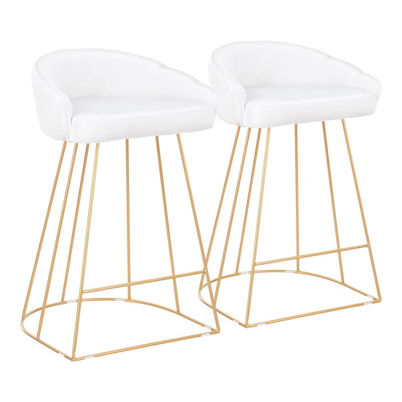 Silver Orchid Haid Velvet Upholstered Counter Stool (Set of 2)
