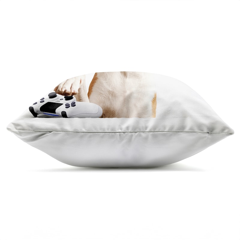 Stupell Gaming Dog with Headset Printed Outdoor Throw Pillow Design by CAD Designs