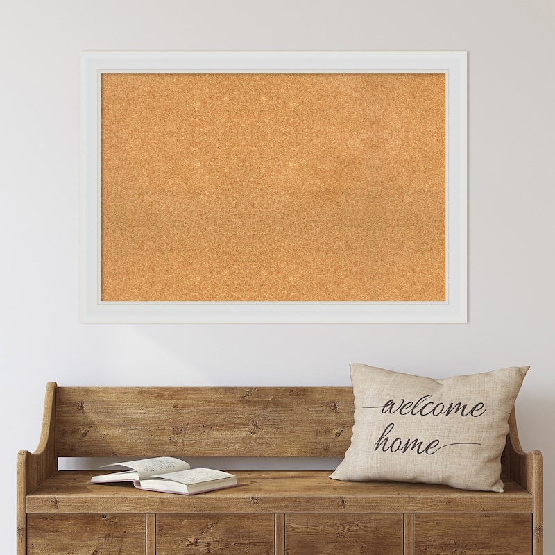Flair Soft White Narrow Framed Cork Bulletin Memo Board