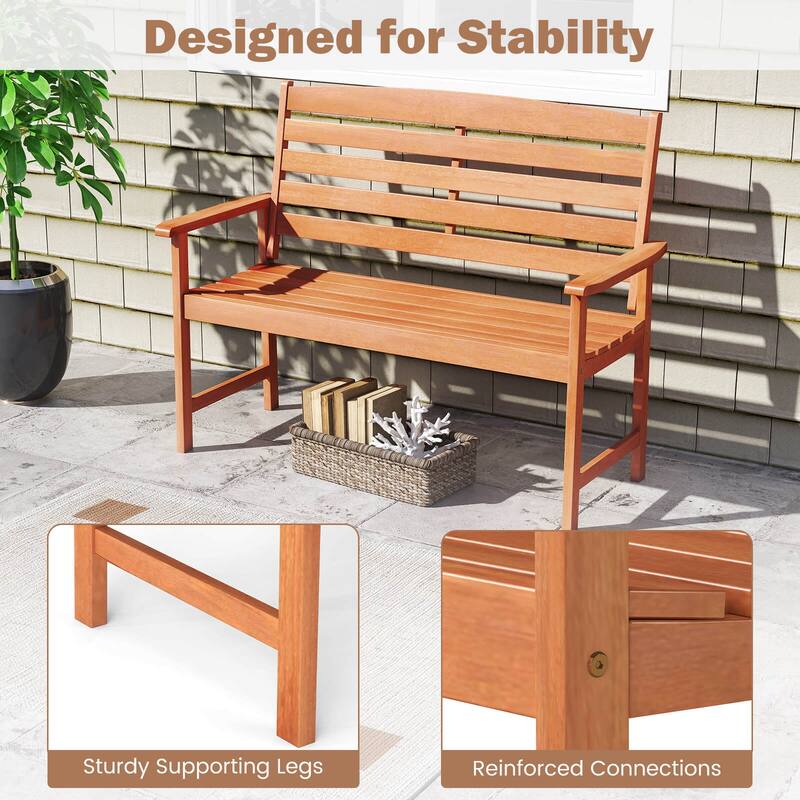 Costway Wooden Garden Bench 2-Person Patio Loveseat with Slatted - See Details