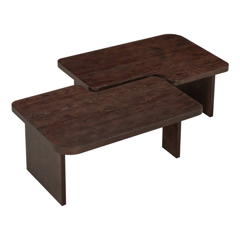 Roomfitters Minimalist Coffee Table Set, Rectangular Center Table with Two-Tone Design