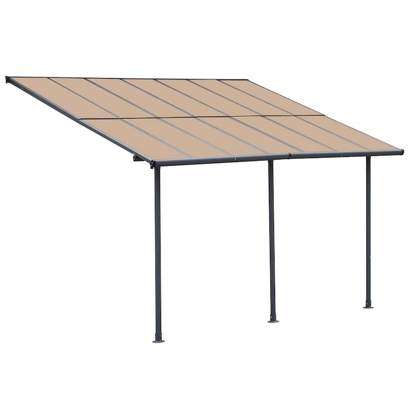 Aoodor Wall Mount Gazebo Outdoor Pergola, Polycarbonate Gazebo with Water-Resistant and UV-Fighting Panels Canopy