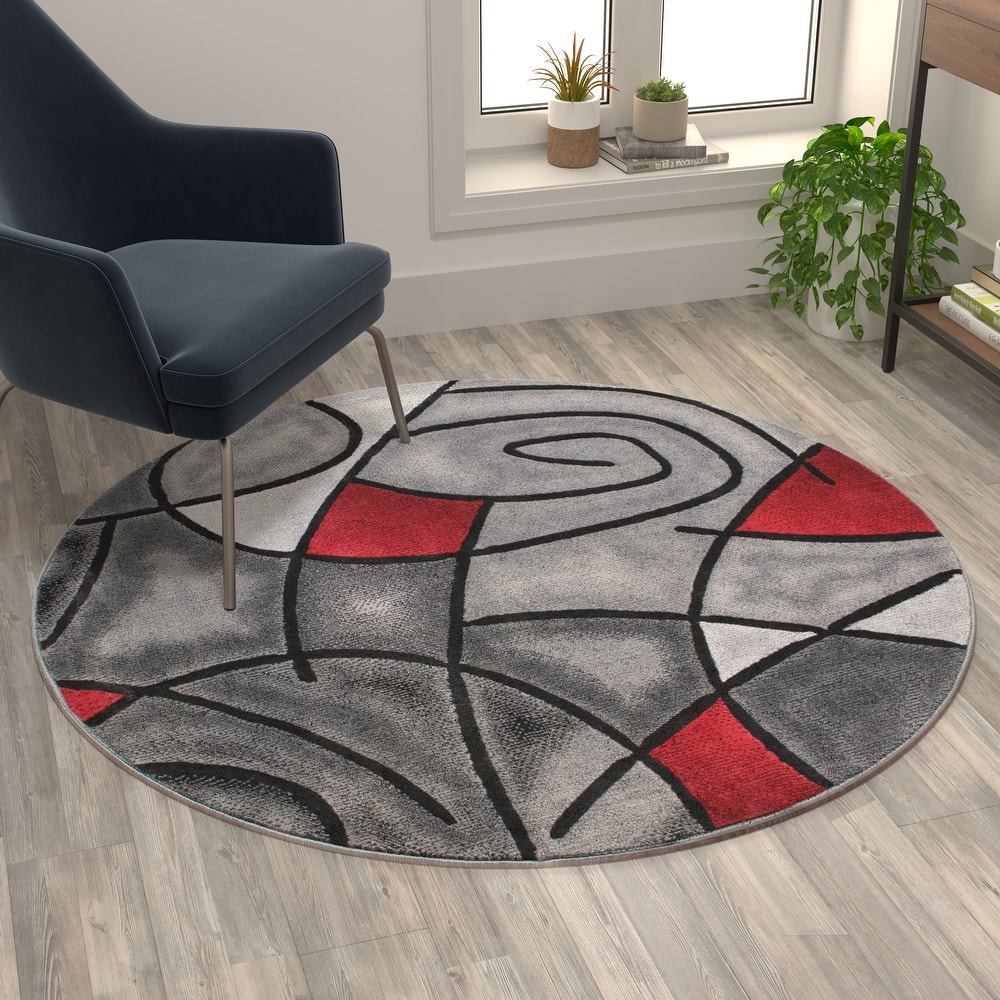 Modern Olefin Accent Area Rug - Abstract Pattern