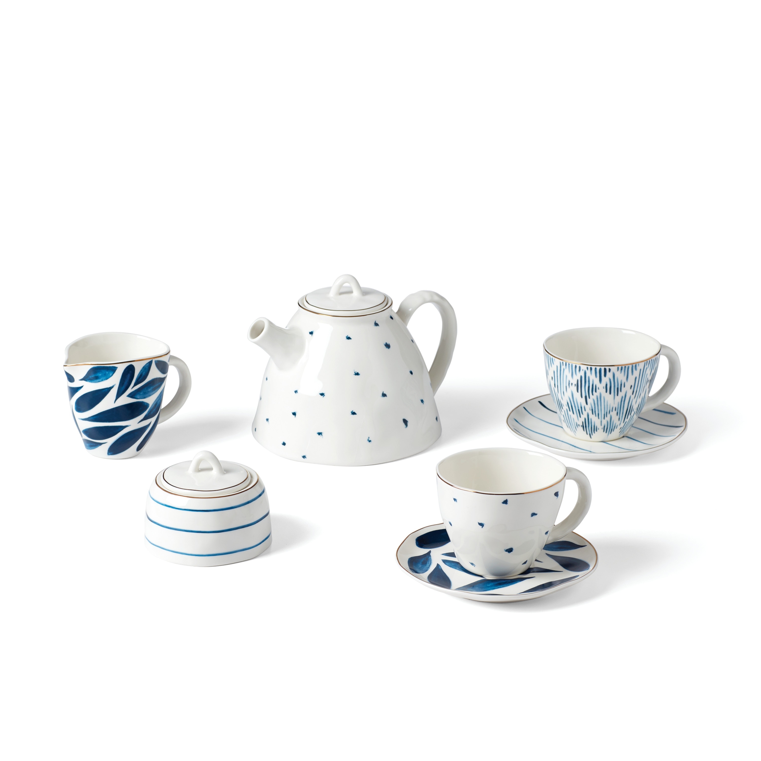 Blue Bay 9-Piece Tea Set White