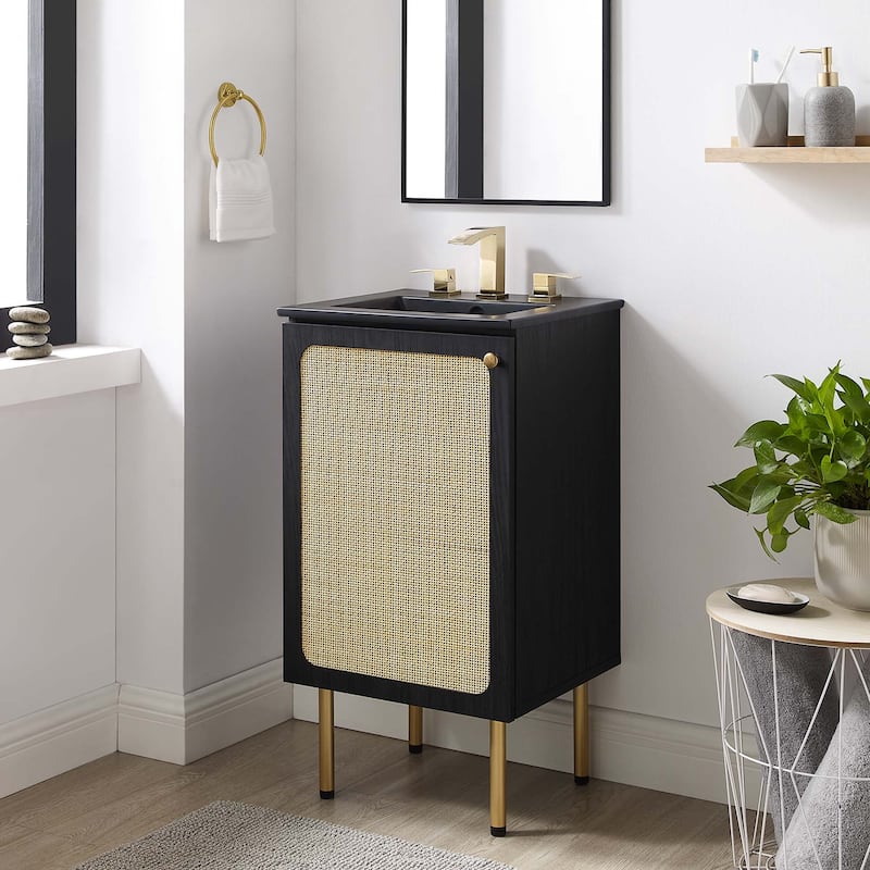 Chaucer Bathroom Vanity with Black Basin Included - Black Black - 18"