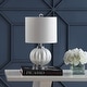 preview thumbnail 3 of 16, Dana 17.5" Glass/Crystal LED Table Lamp, White/Chrome by JONATHAN Y