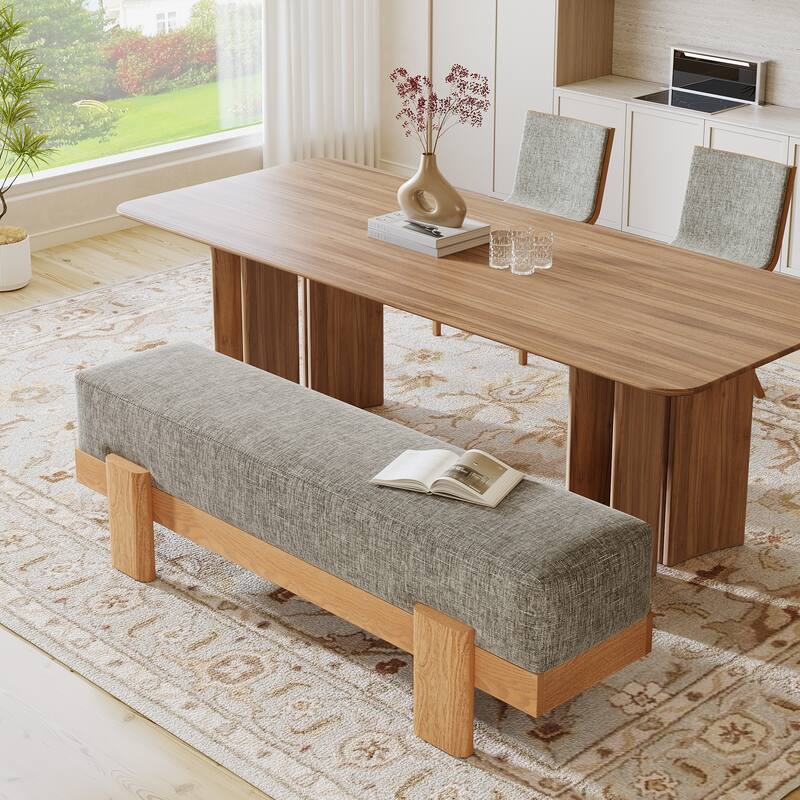 Upholstered Dining Bench, Padded Seat Kitchen Bench, Accent Seat Living/Dining Room Stool