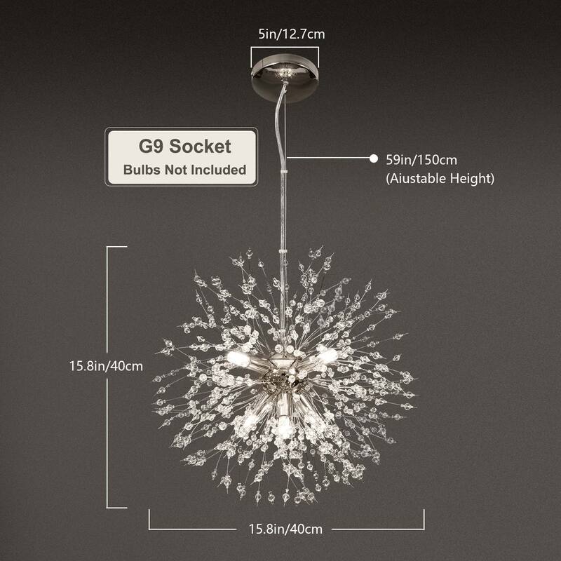 8/9/12/16-Light Modern Linear Sputnik Globe Pendant Starburst Firework Crystal Chandelier