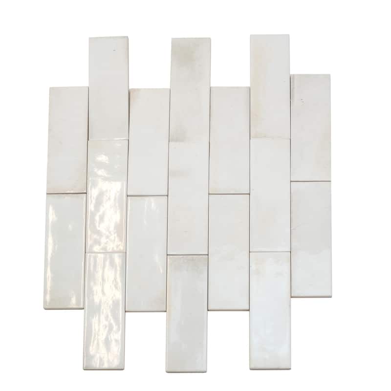 Apollo tile 2.5" x 8" Antiek Glossy White Ceramic Tile (5.38 sq ft/case) - 38 Pack
