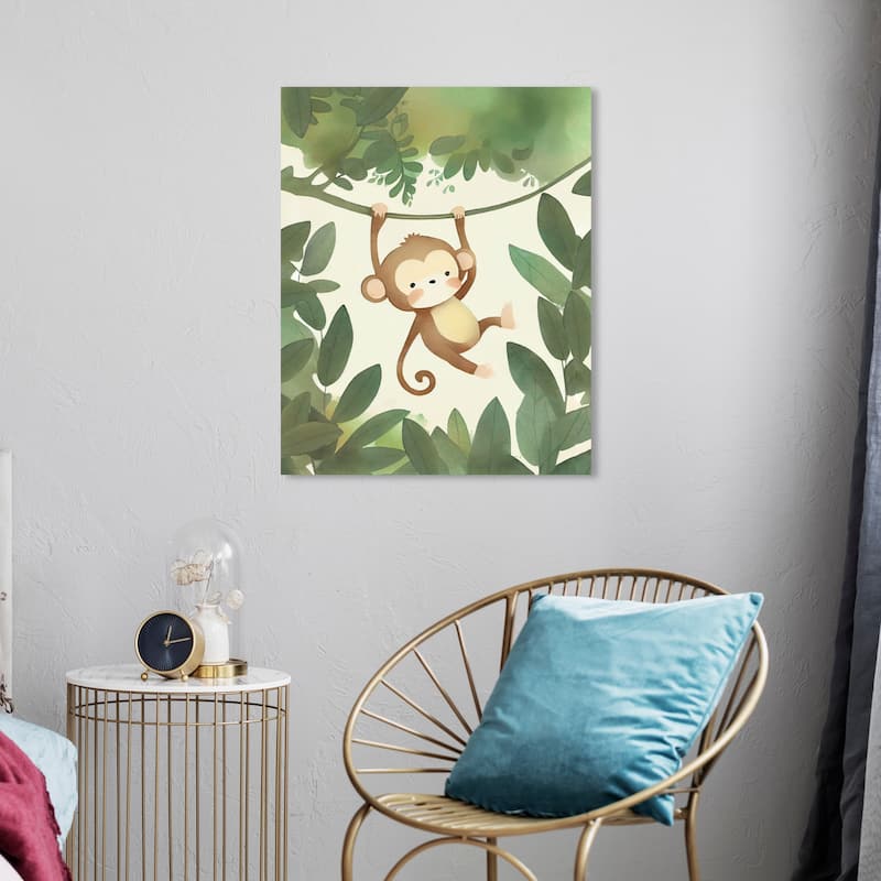 Wynwood Studio Canvas Animals Monkey Jungle Green and Modern & Contemporary Wall Art Canvas Print - Green, Brown - 24 x 20