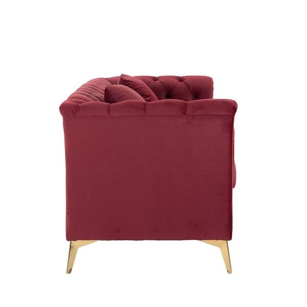 Modern Chesterfield Curved Sofa Tufted Velvet Couch 3 Seat Button Tufed ...