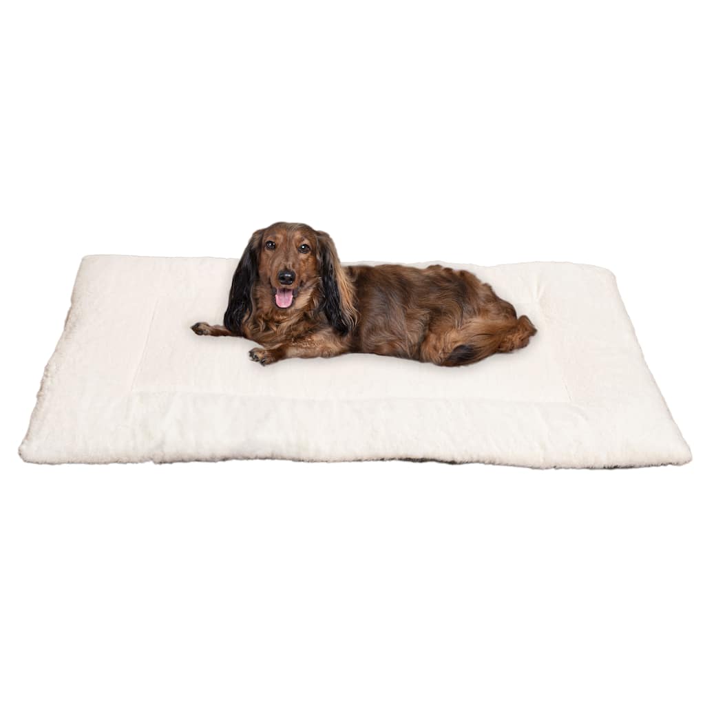 Flora Extra Large Classic Cottage Linen/Plush Ultra Soft Reversible Pet Bed & Crate Mat with Washable Cover