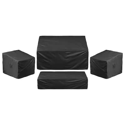 Black Oxford Fabric 4-Piece Patio Furniture Cover Set with Waterproof and UV-Resistant - 56 x 30 x 30 inch