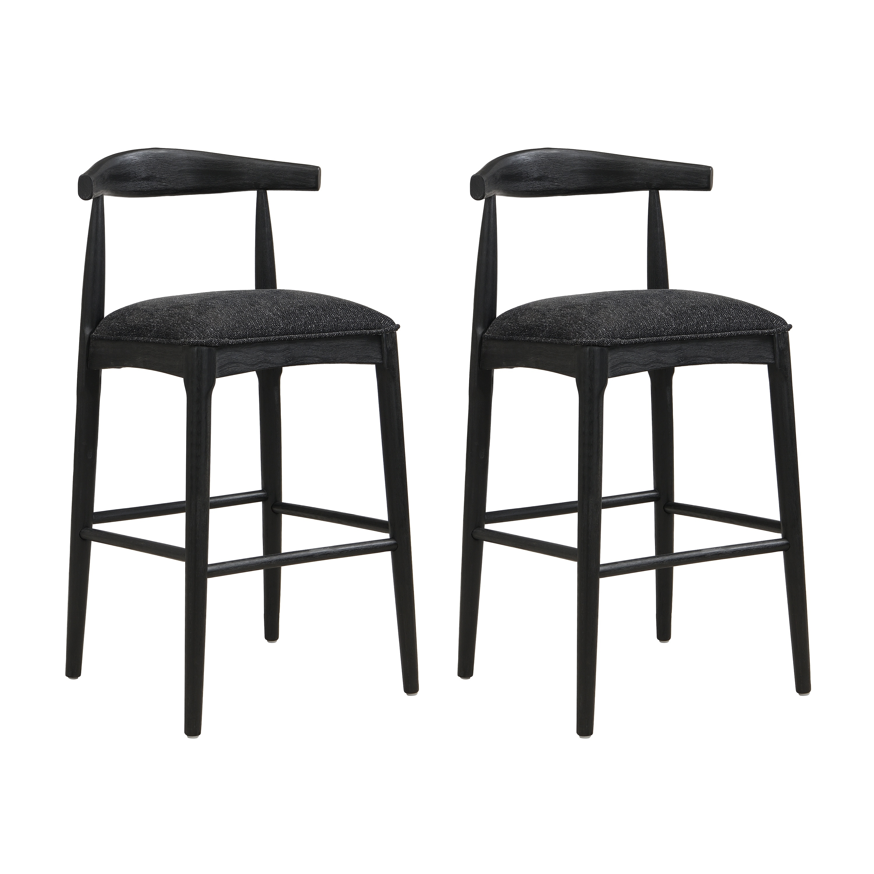 Bar Stool In Pebble Fabric, Set Of 2