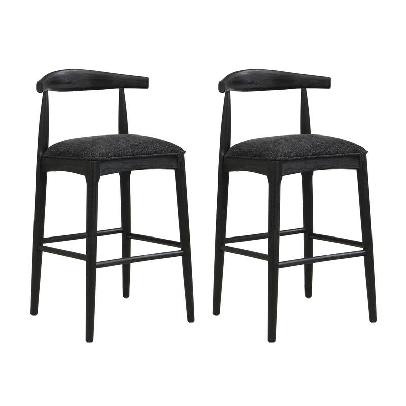 Fabric Bar Stools Set of 2 with Upholstered Seats and Footrest
