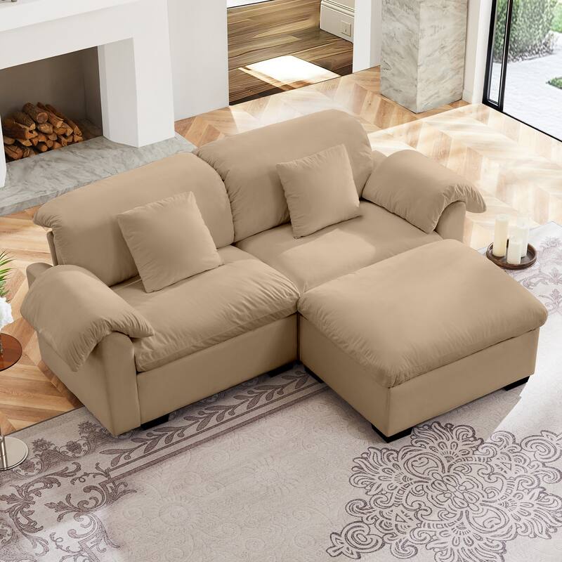 Velvet Fabric Modular Cloud Couch with Storage Seat,Free Combination