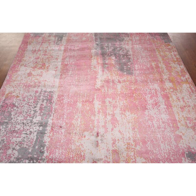 Contemporary Abstract Indian Area Rug Hand-Knotted Modern Wool Carpet - 5'11"x 8'11"